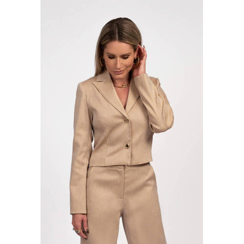 NIKKIE cropped blazer zand met glitter afbeelding