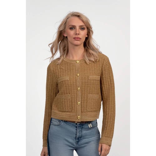 Fifth House gebreid vest camel met glitter afbeelding