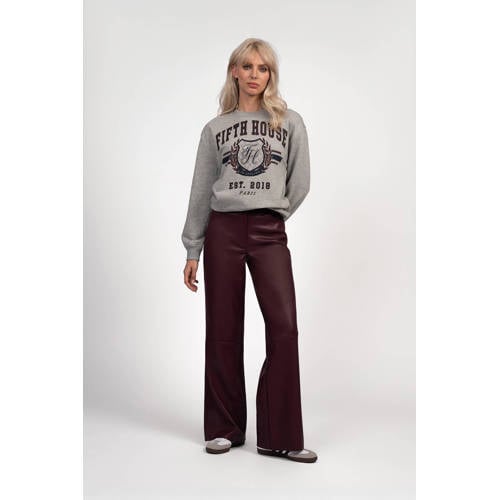 Fifth House imitatieleren [[Clusterkenmerk Pasvorm/fit]] high waist broek donkerrood afbeelding