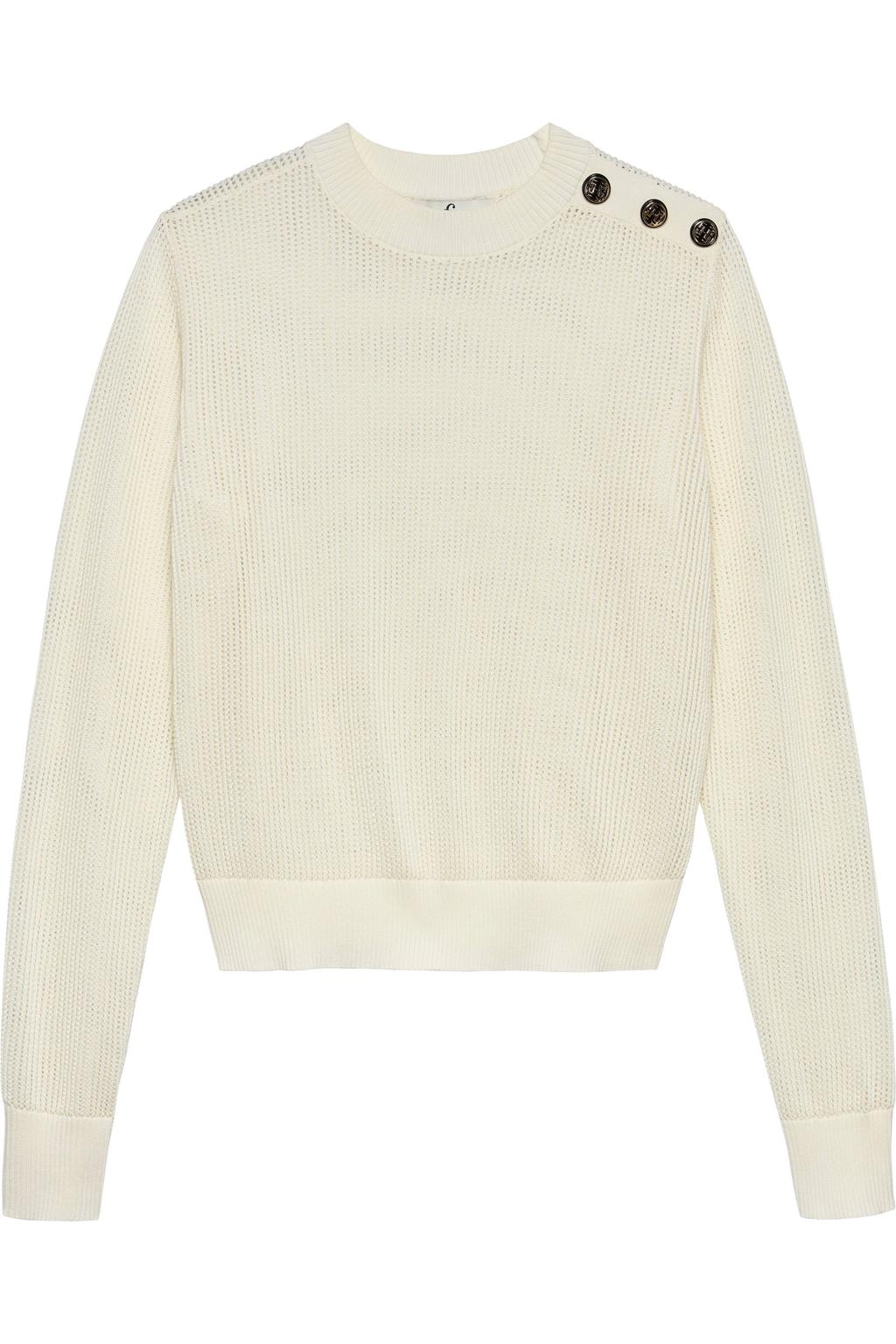 Ecru dames Fifth House top van polyester met effen, lange mouwen en ronde hals