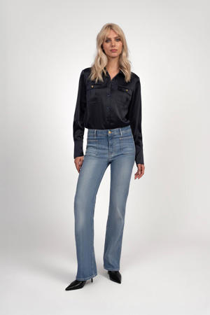 flared jeans medium blue denim