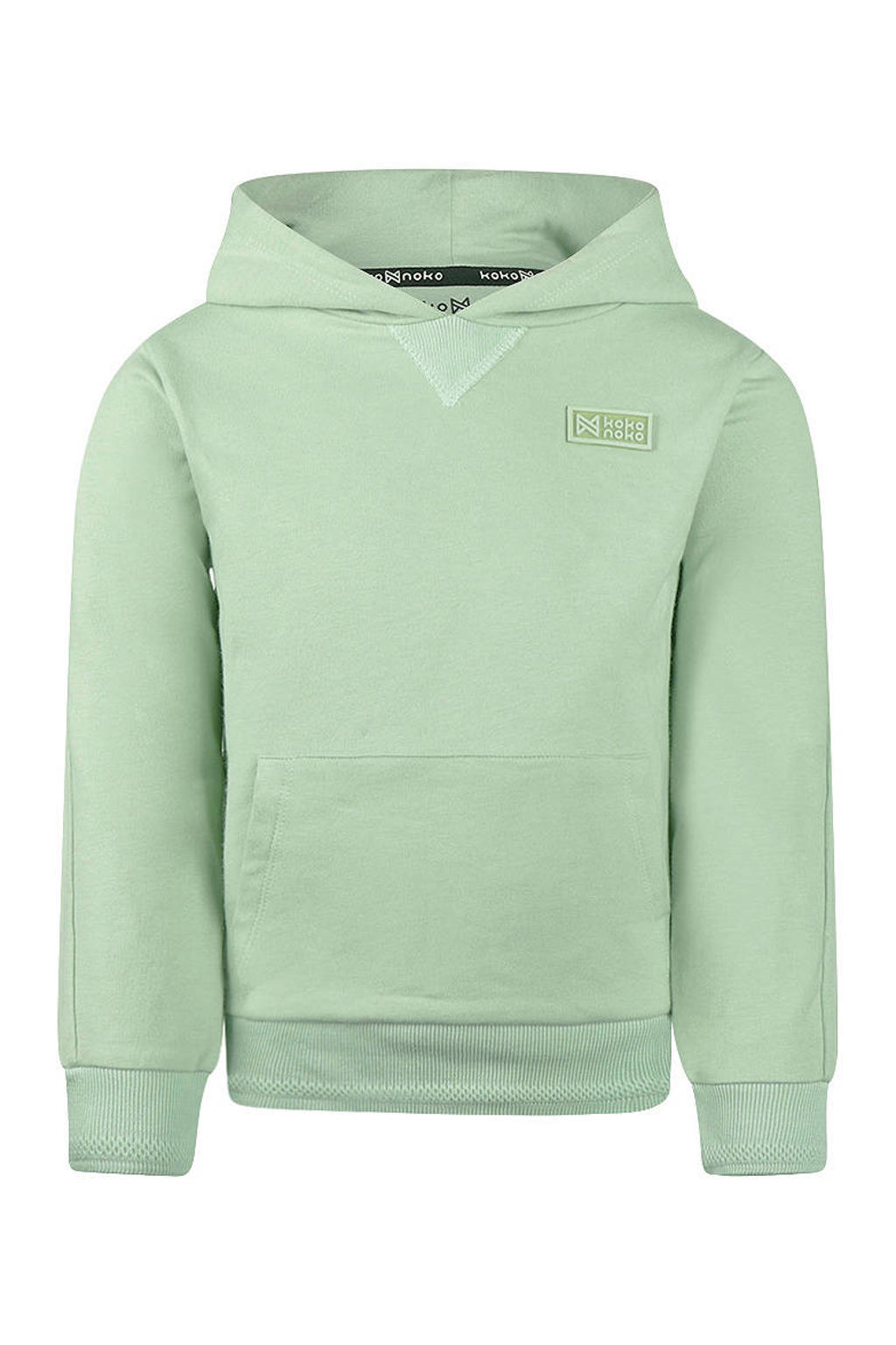 Groene jongens Koko Noko hoodie van katoen met effen, lange mouwen en capuchon
