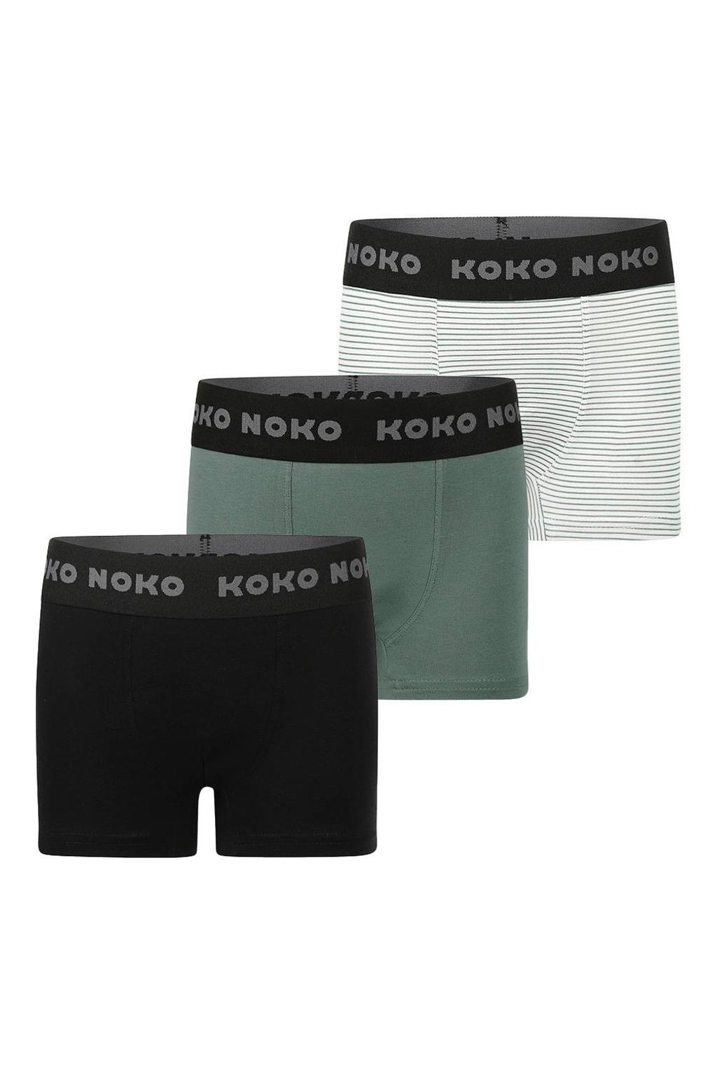 Koko Noko boxershort - donkergroen/wit/zwart (set van 3)
