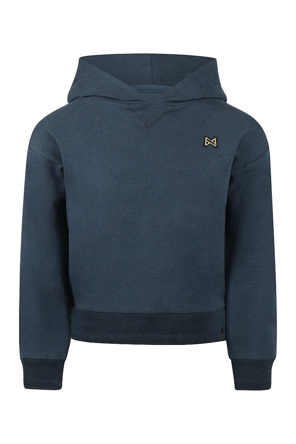 Donkerblauwe meisjes Koko Noko hoodie van katoen met effen, lange mouwen en capuchon