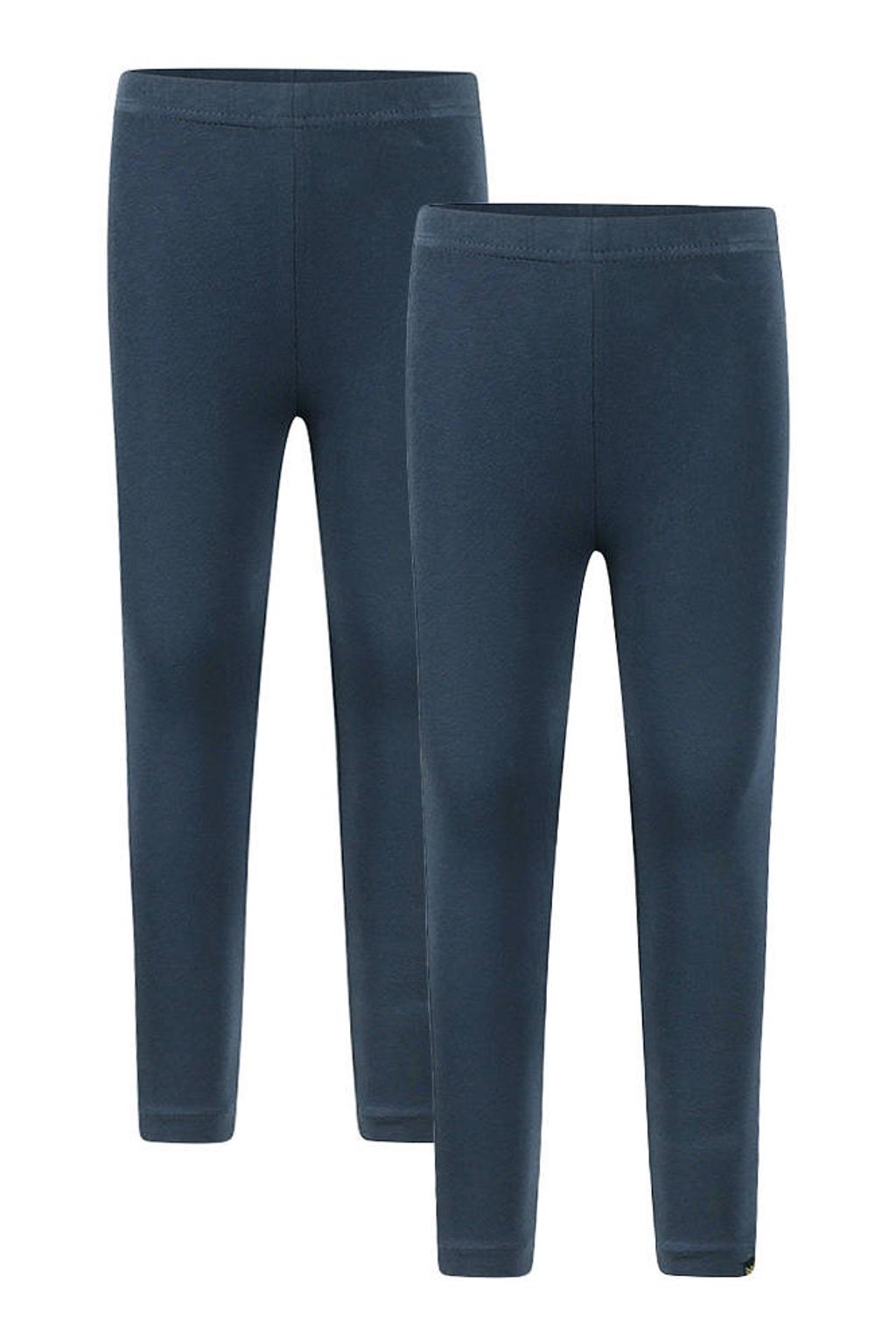 Set van 2 donkerblauwe meisjes Koko Noko skinny legging van katoen met regular waist en effen