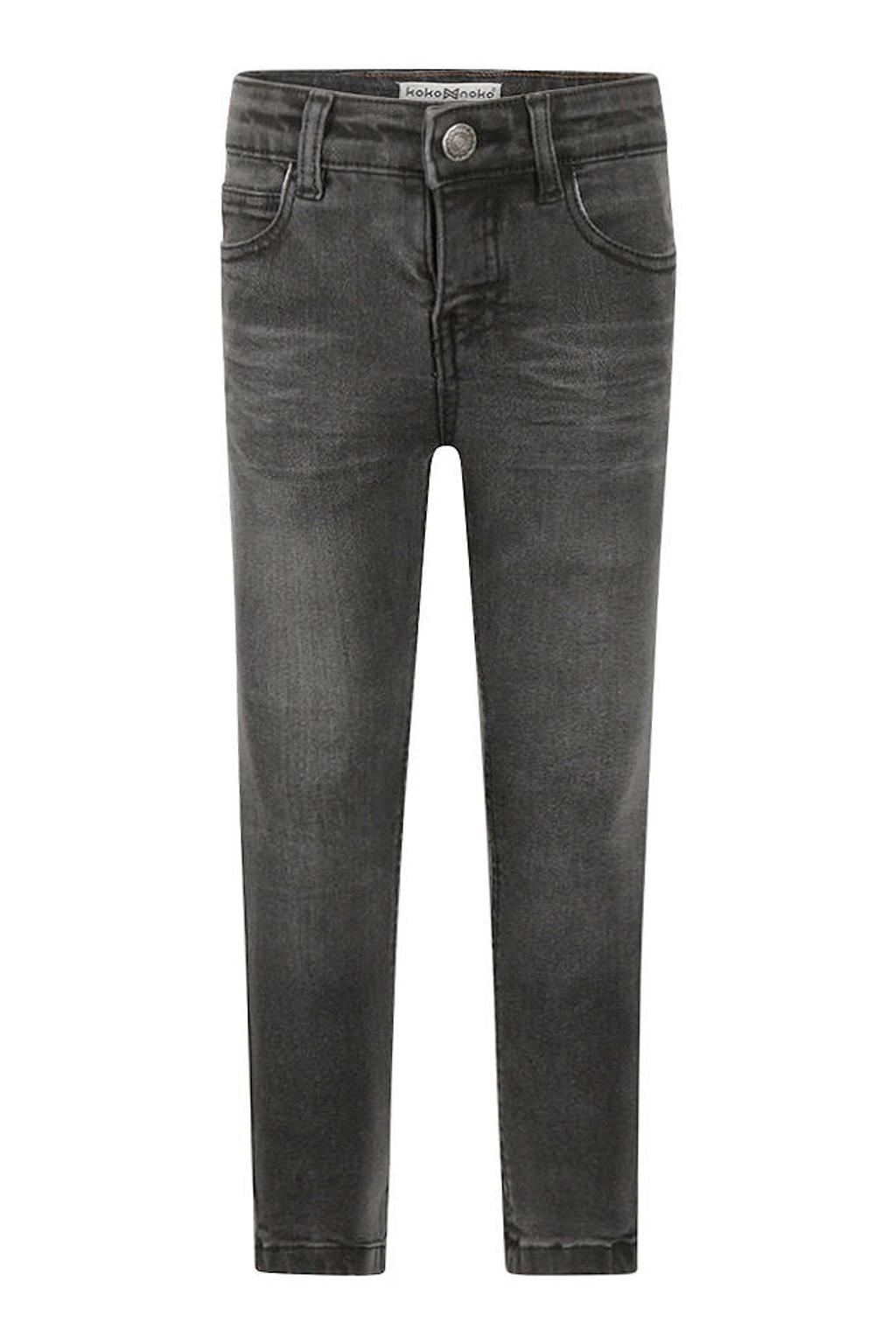 Grey denim jongens Koko Noko jeans regular waist van katoen met rits- en knoopsluiting en effen