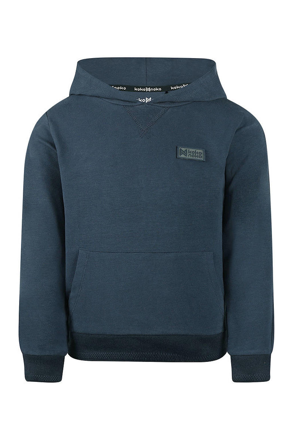 Donkerblauwe jongens Koko Noko hoodie van katoen met effen, lange mouwen en capuchon