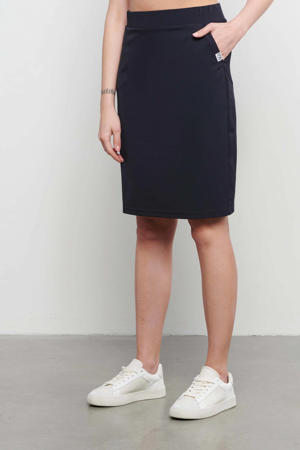 travelstof kokerrok marineblauw