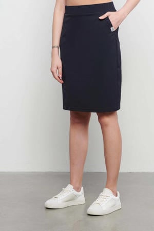 travelstof kokerrok marineblauw