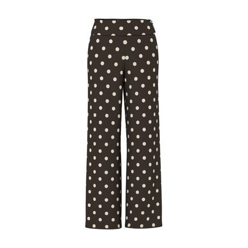 HYPEDROP straight regular waist casual broek met stippen donkerbruin afbeelding