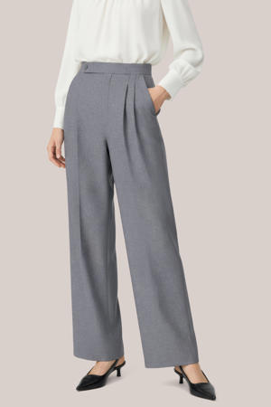 straight high waist casual broek grijs