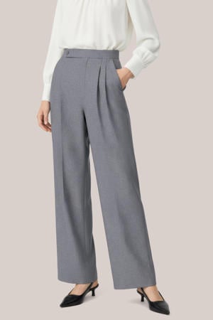 straight high waist casual broek grijs