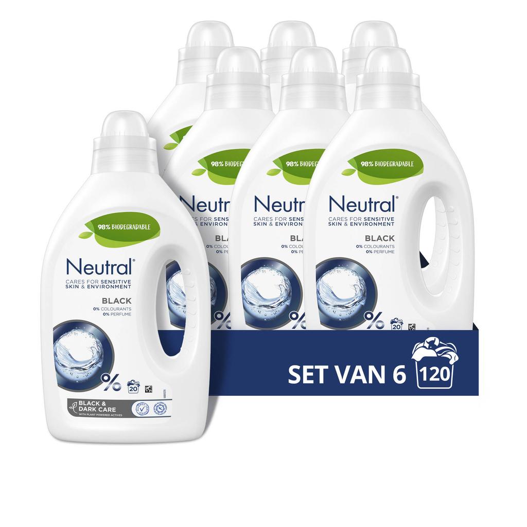 Neutral zwart vloeibaar wasmiddel Parfumvrij - 6 x 20 wasbeurten - 120 wasbeurten