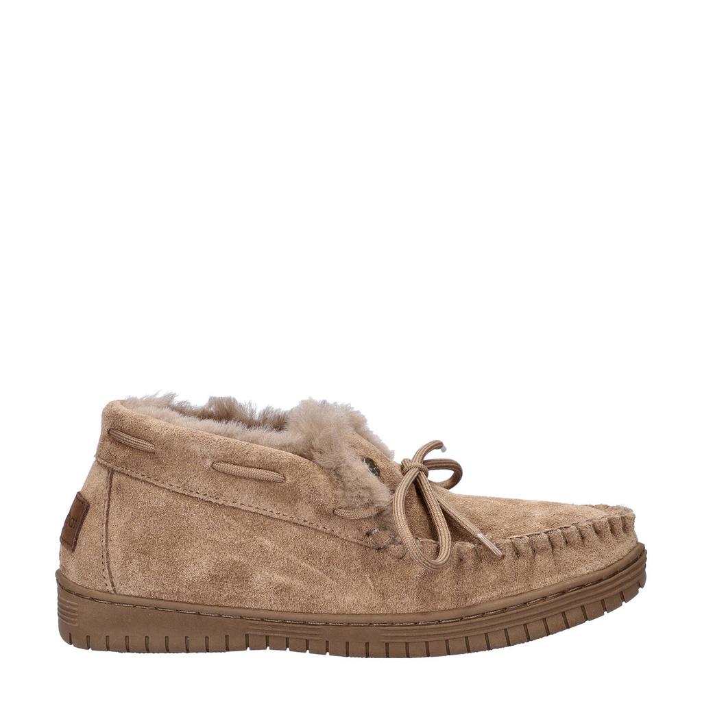 Taupe dames Warmbat Australia suède pantoffels