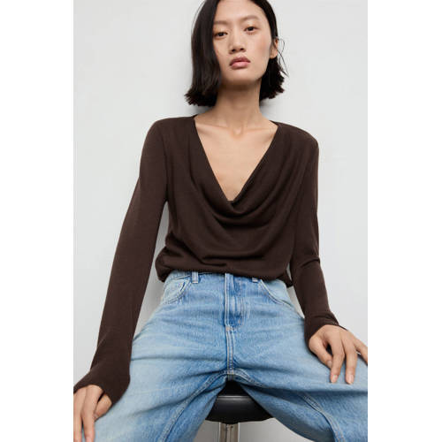 Mango pullover donkerbruin afbeelding