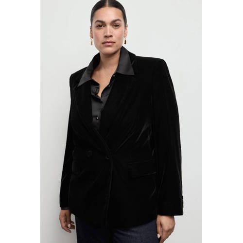 Mango fluwelen regular blazer zwart afbeelding