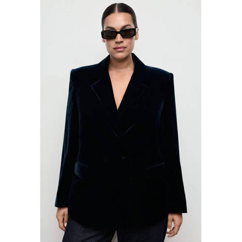Mango fluwelen regular blazer marine afbeelding