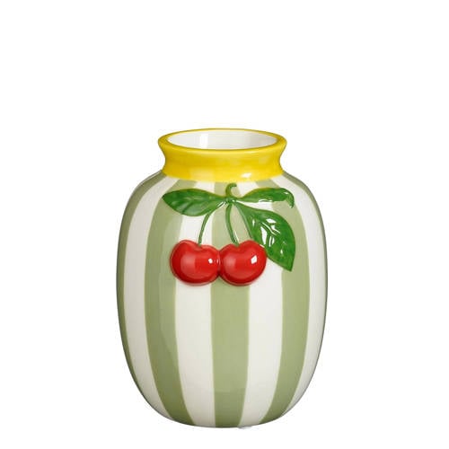 Mica Decorations vaas Kers - groen (13x12x15.5 cm) afbeelding