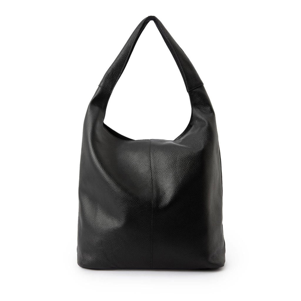 Manfield leren shopper zwart