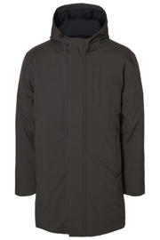 thumbnail: Grijsbruine heren SELECTED HOMME parka bruin van polyester met effen, lange mouwen, capuchon en 2-way rits met windvanger