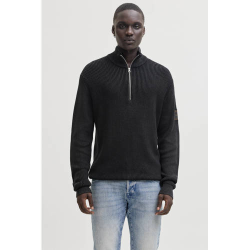JACK & JONES ESSENTIALS trui rib gebreid zwart afbeelding