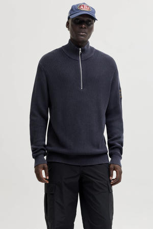 trui rib gebreid blauw