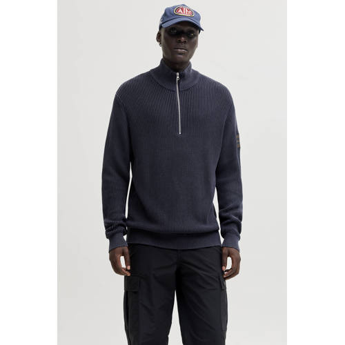 JACK & JONES ESSENTIALS trui rib gebreid blauw afbeelding