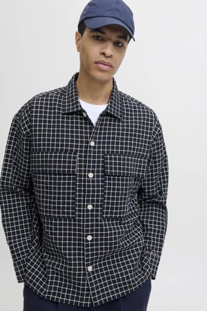 geruit overshirt donkerblauw