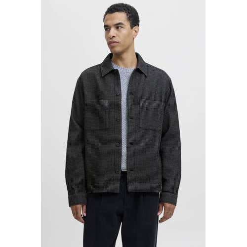 JACK & JONES PREMIUM overshirt met textuur zwart afbeelding
