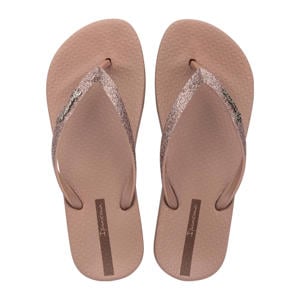 teenslippers met glitters bruin