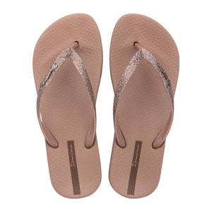 teenslippers met glitters bruin
