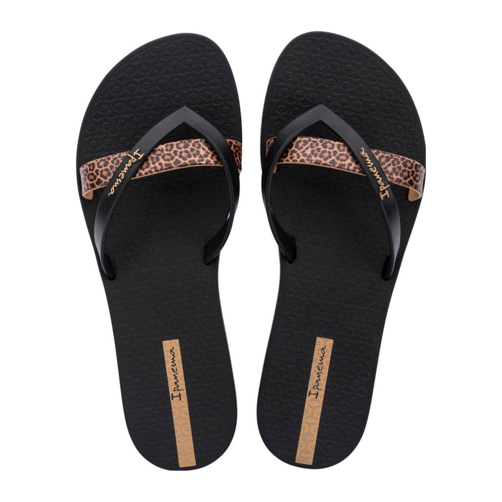 Zwart en bronzen dames Ipanema teenslippers van rubber