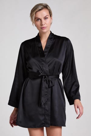 satijnlook kimono zwart