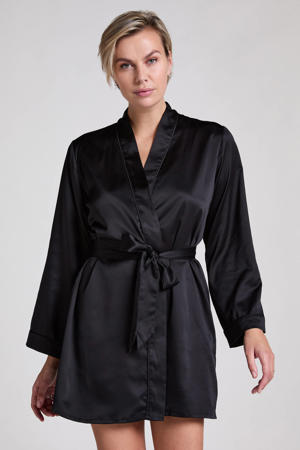 satijnlook kimono zwart