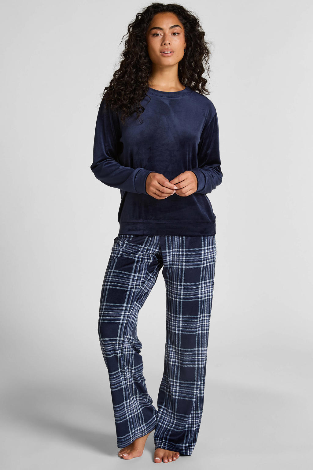 Hunkemöller fluwelen pyjama donkerblauw