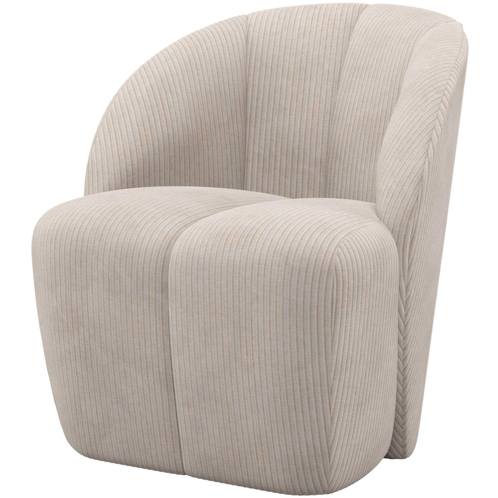 WOOOD WOOOD Mojo Draaifauteuil - Ribstof - Ecru - 75x68x77