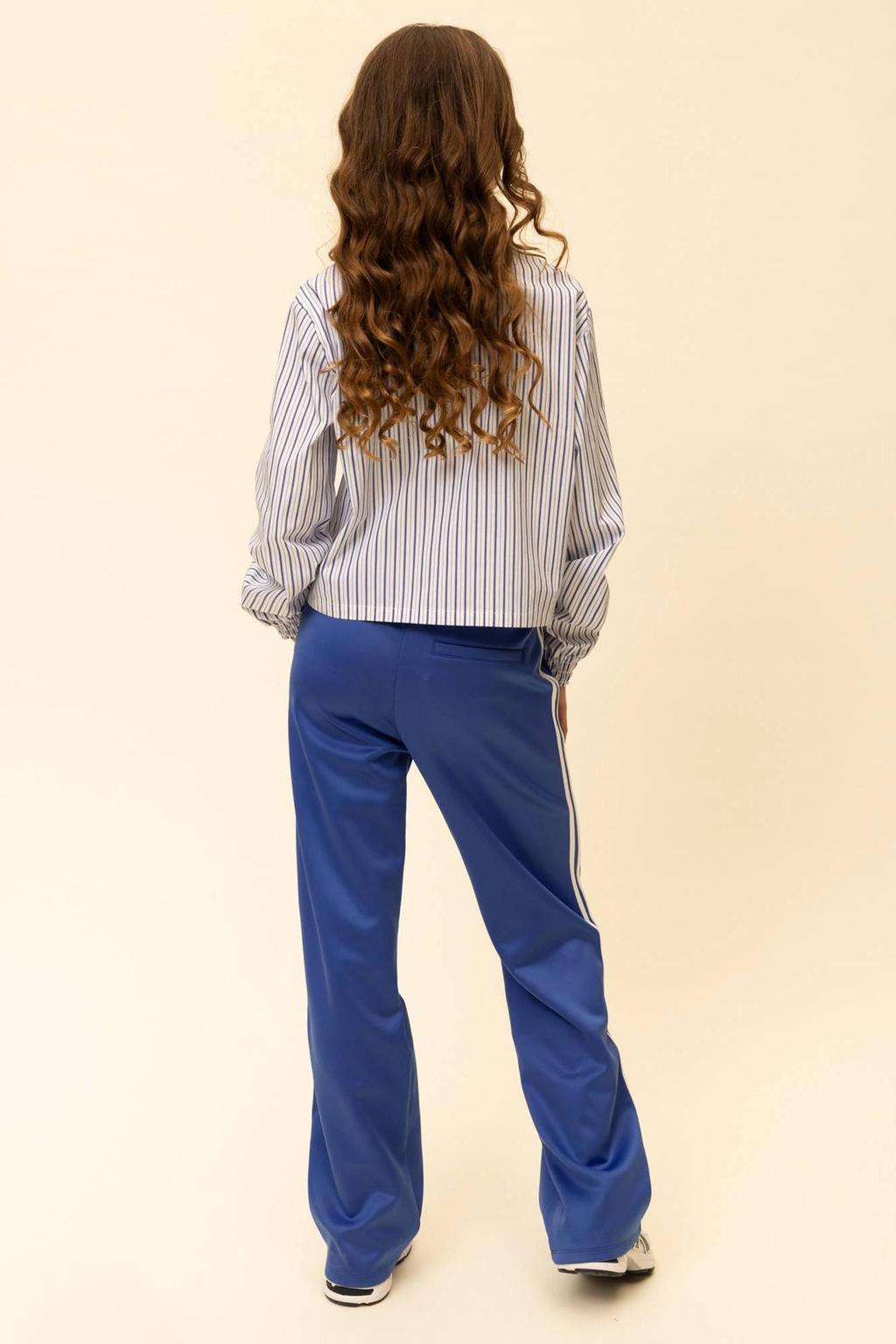 Lichtblauw en witte meisjes LOOXS 10sixteen gestreepte blouse van katoen met lange mouwen, button down sluiting, knoopsluiting en smockwerk