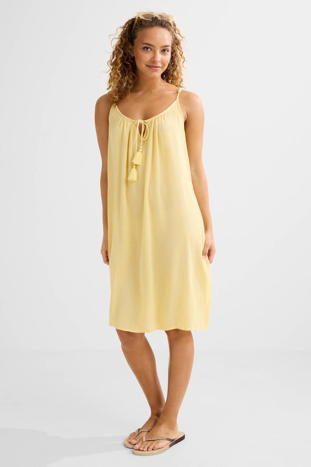BEACHWAVE crinkle strandjurk lichtgeel