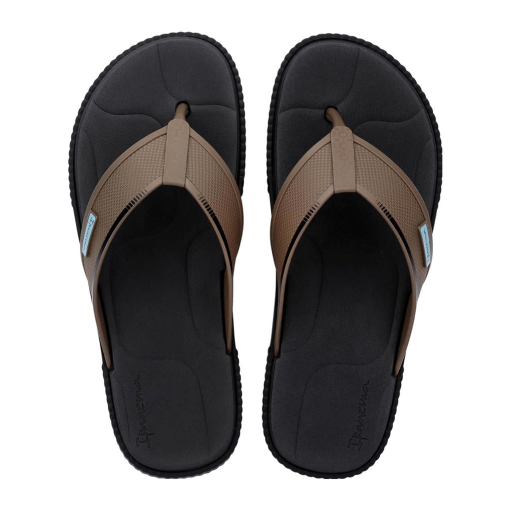Bruin en zwarte heren Ipanema teenslippers van rubber