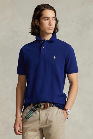 slim polo blauw