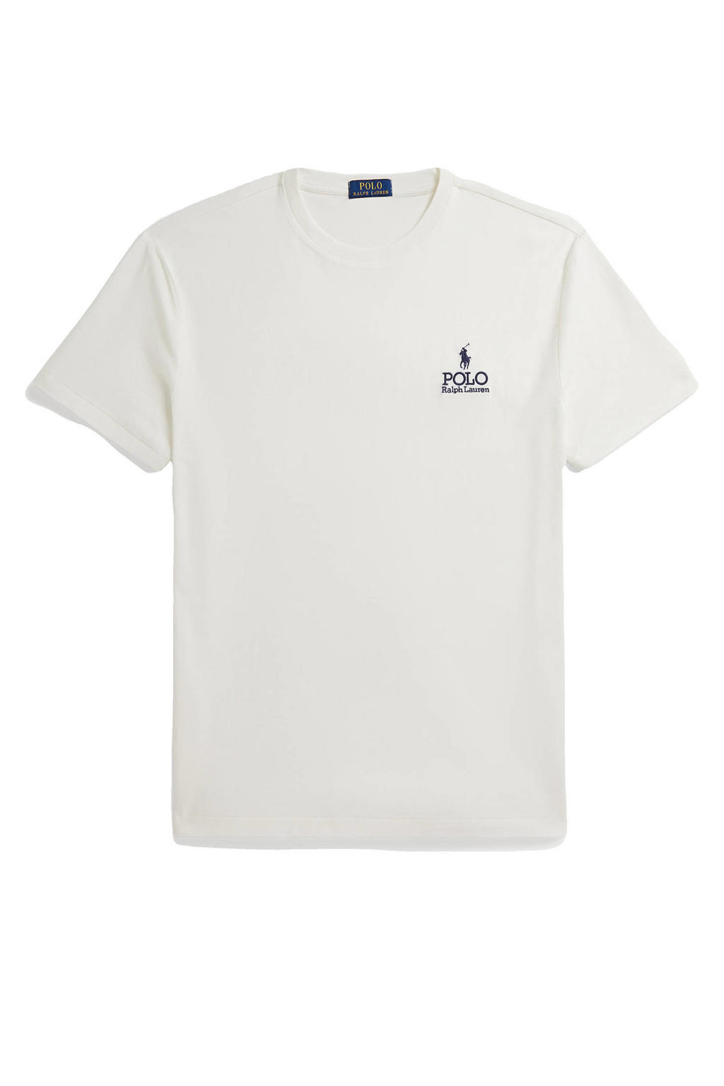 Witte heren Polo Ralph Lauren regular T-shirt van katoen met effen, korte mouwen en ronde hals