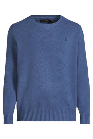 trui met wol fijn gebreid blauw
