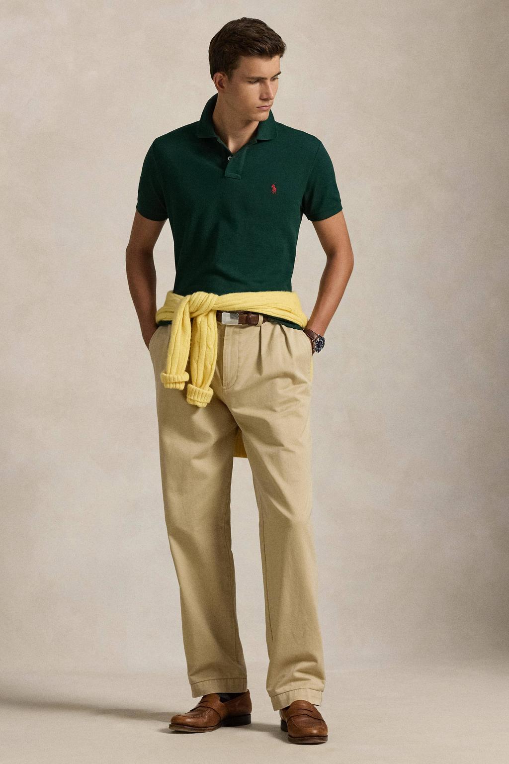 Groene heren Polo Ralph Lauren slim polo van katoen met effen, korte mouwen en pique