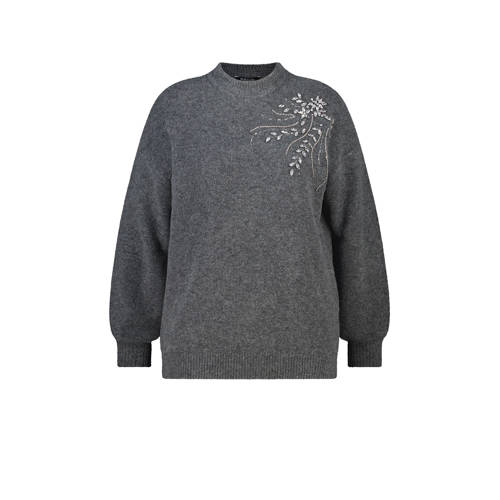 MS Mode pullover grijs melange met pailletten afbeelding