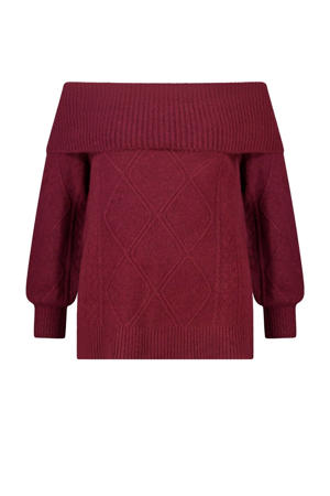 off shoulder trui donkerrood