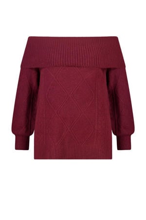 off shoulder trui donkerrood