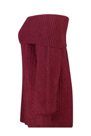 thumbnail: Donkerrode dames MS Mode off shoulder trui van polyester met lange mouwen