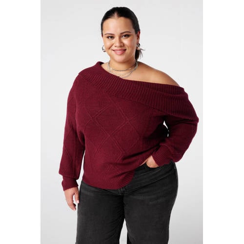 MS Mode off shoulder trui donkerrood afbeelding