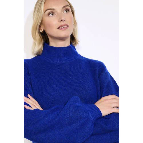 LOLALIZA jurk met col gebreid blauw afbeelding