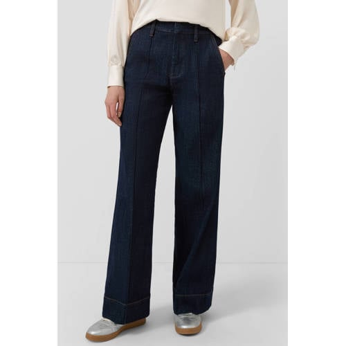 s.Oliver high waist wide leg jeans dark blue denim met glitter afbeelding